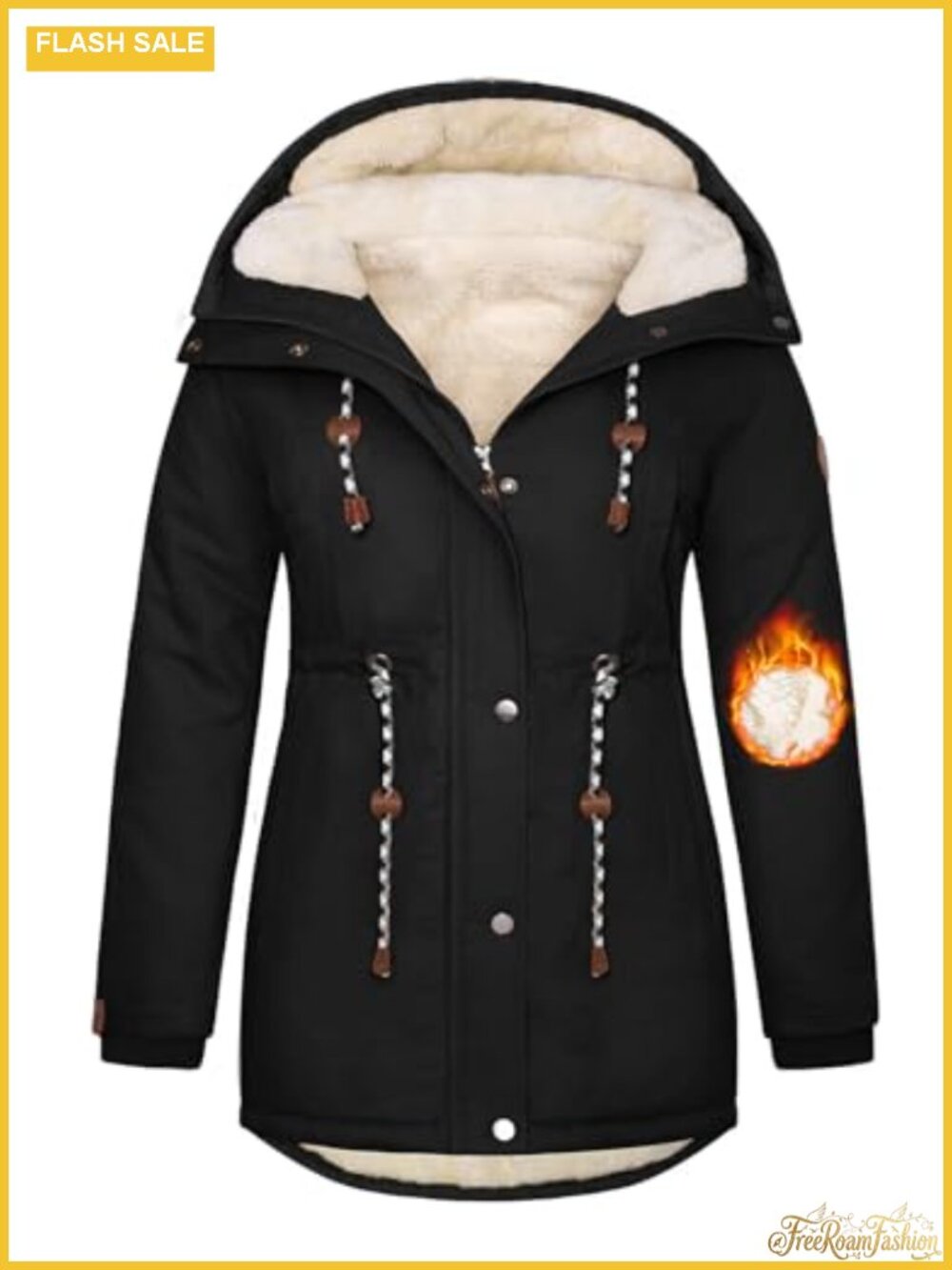 Plus Size Winter Parka Coat Fleece Lined Hooded Full Zip Water Repellent